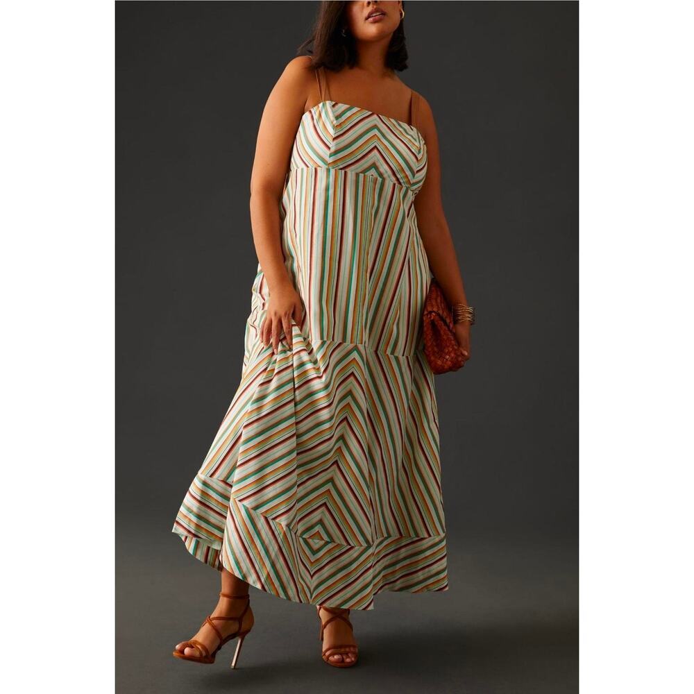 Maeve by Anthropologie Square Neck Striped Maxi Dress. Size 14P. Ret $170.